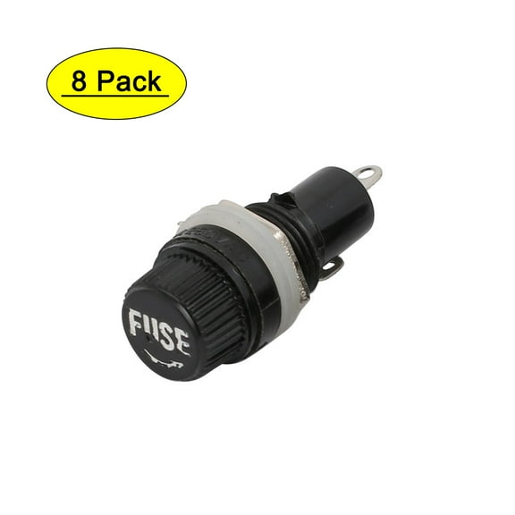 Unique Bargains 8 Pcs AC250V/10A AC125V/15A 12mm Thread Panel Mounted 5x20mm Fuse Holder Socket