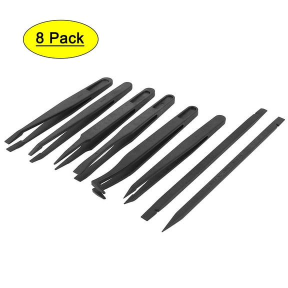 Unique Bargains 8 Pcs Black Plastic ESD Safe Anti Static Tweezer Maintenance Repair Tool