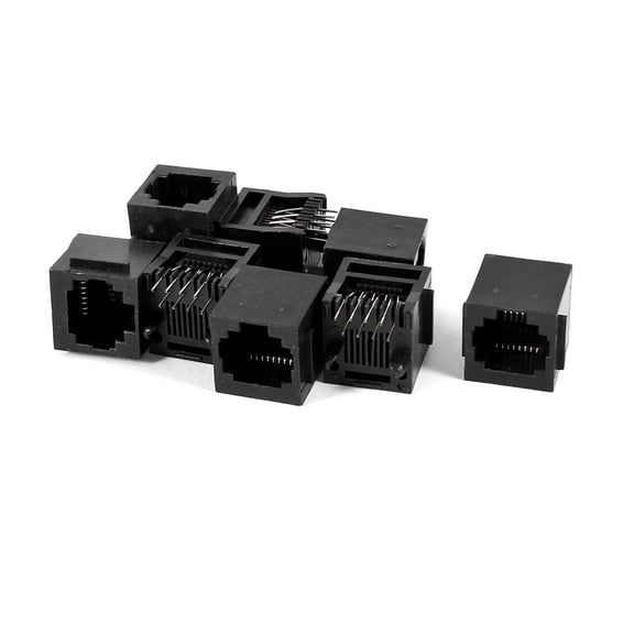 Unique Bargains 8 Pcs Black Straight Push in Type Head RJ45 8P8C PCB Jacks