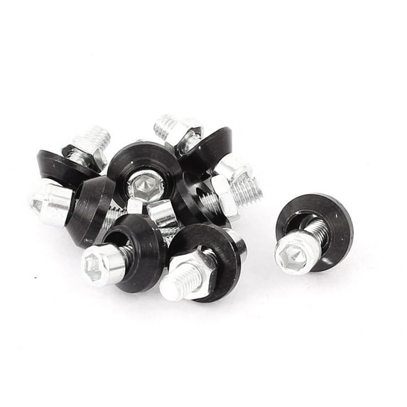 Unique Bargains 8 Pcs Car Auto Aluminum License Plate Bolt Screws Black
