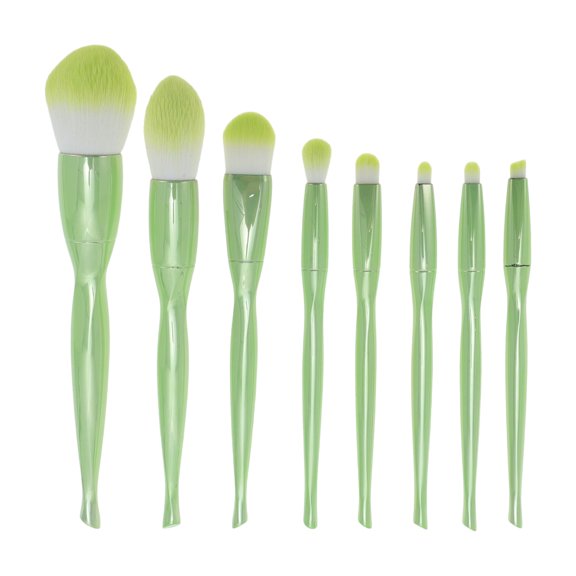 Unique Bargains 8 Pcs Lightweight Makeup Brush Set for Business Travel Green Artificial Fiber Wool Plastic