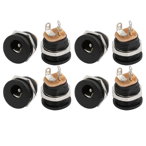 Unique Bargains 8 Pcs Panel Mounting 3 Terminals Solder 2.1mmx5.5mm Power Female Jack DC Socket