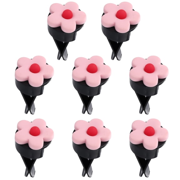 Unique Bargains 8 Pcs Pink Flower Shape Air Vent Clip Car Interior Decoration Air Conditioning Outlet Clip