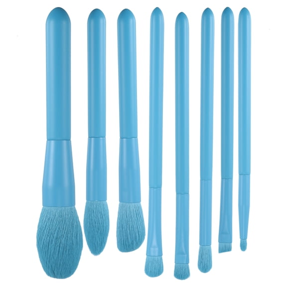 Unique Bargains 8 Pcs Travel Blending Makeup Brush Set Foundation Contour Concealer Blusher Brush Blue
