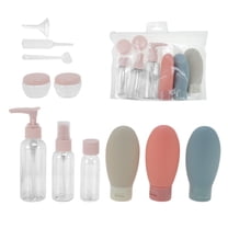 Unique Bargains 8 Pcs Travel Container Set Reusable Travel Bottles Set Pink Beige