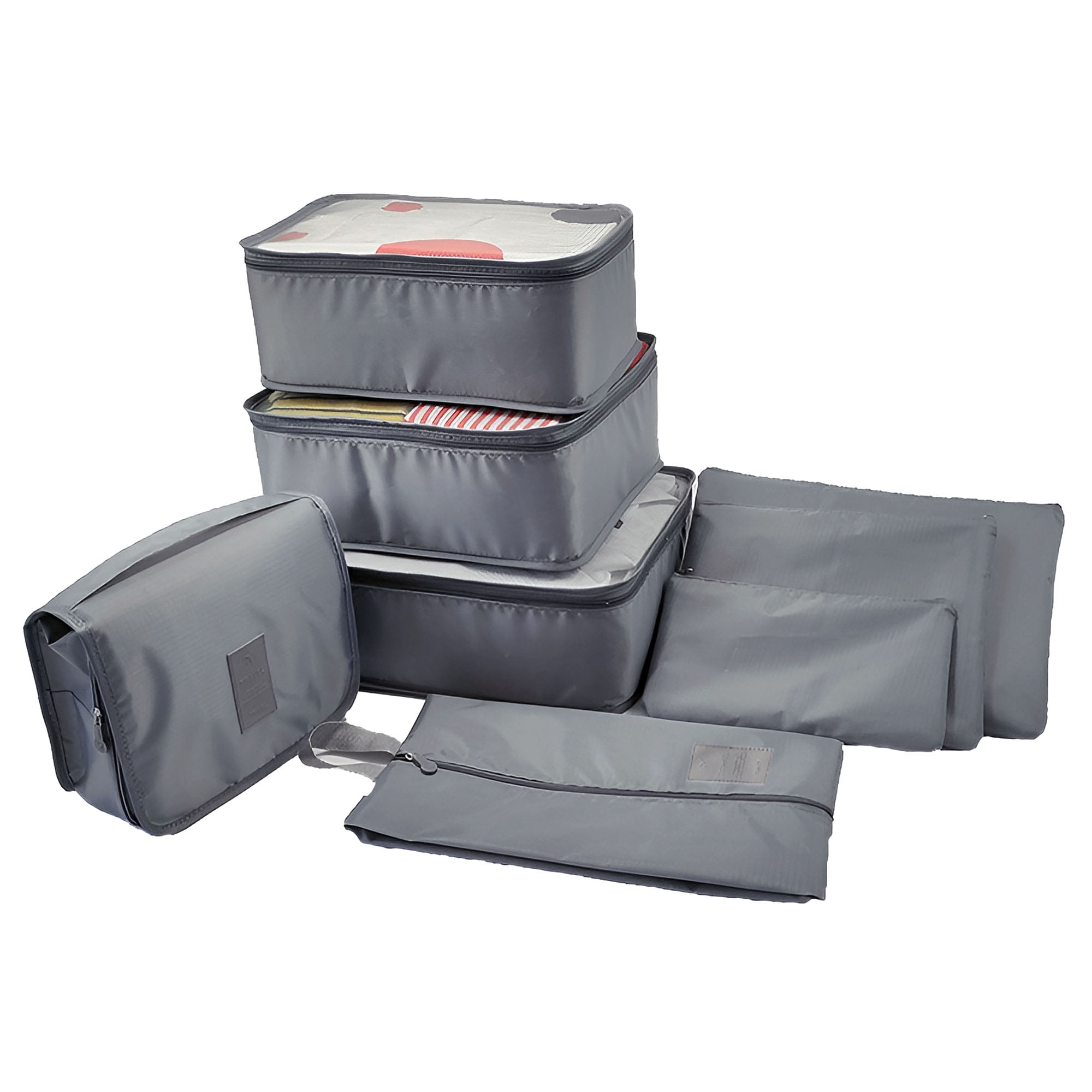 Unique Bargains 8 Pcs Zipper Design Packing Cube Set for Luggage Gray
