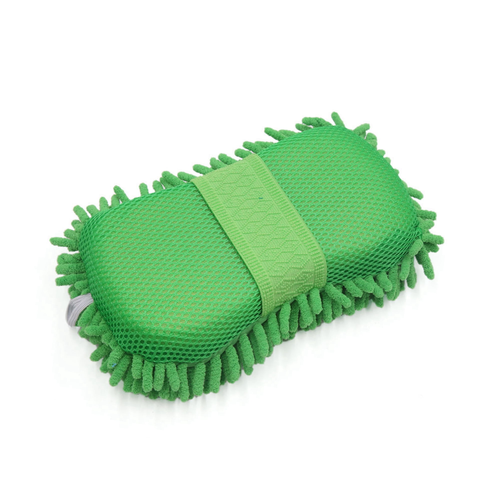 Unique Bargains 8-Shape Microfiber Fiber Chenille Sponge Car Wash Glove Brush Pad Green