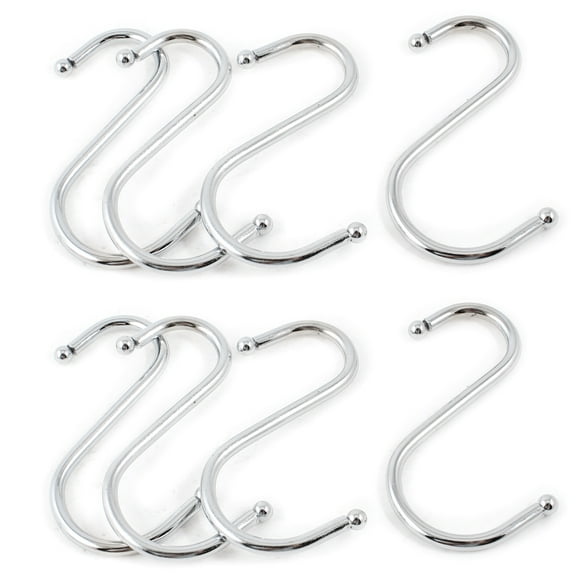 Unique Bargains 8 x S Shaped Wall Door Pothook Clasps Clothes Hanging Hanger Hook Silver Tone