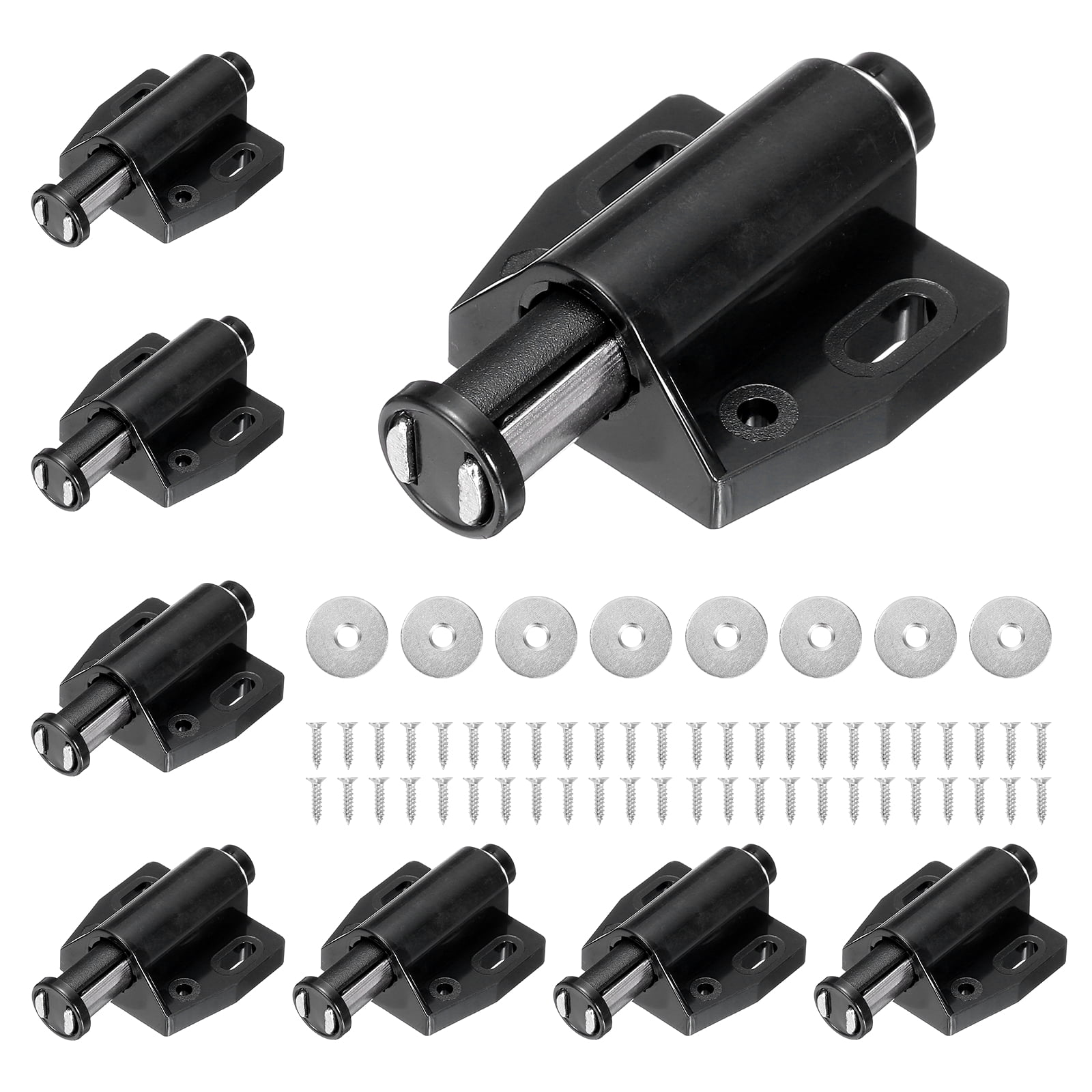 Unique Bargains 8Pack Durable Magnetic Touch Latches for Cupboards Closet Door Black