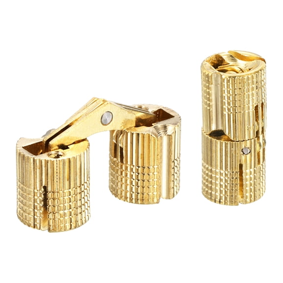 Unique Bargains 8Pcs 12mm Brass Barrel Hinges Hidden Invisible Concealed Gold