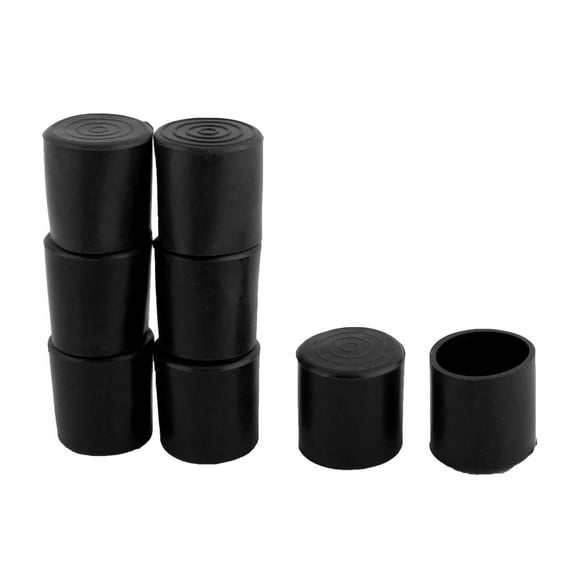 Unique Bargains 8Pcs Antislip Rubber Round 32mm Inner Dia Chair Foot Cover Table Furniture Leg Protector Black