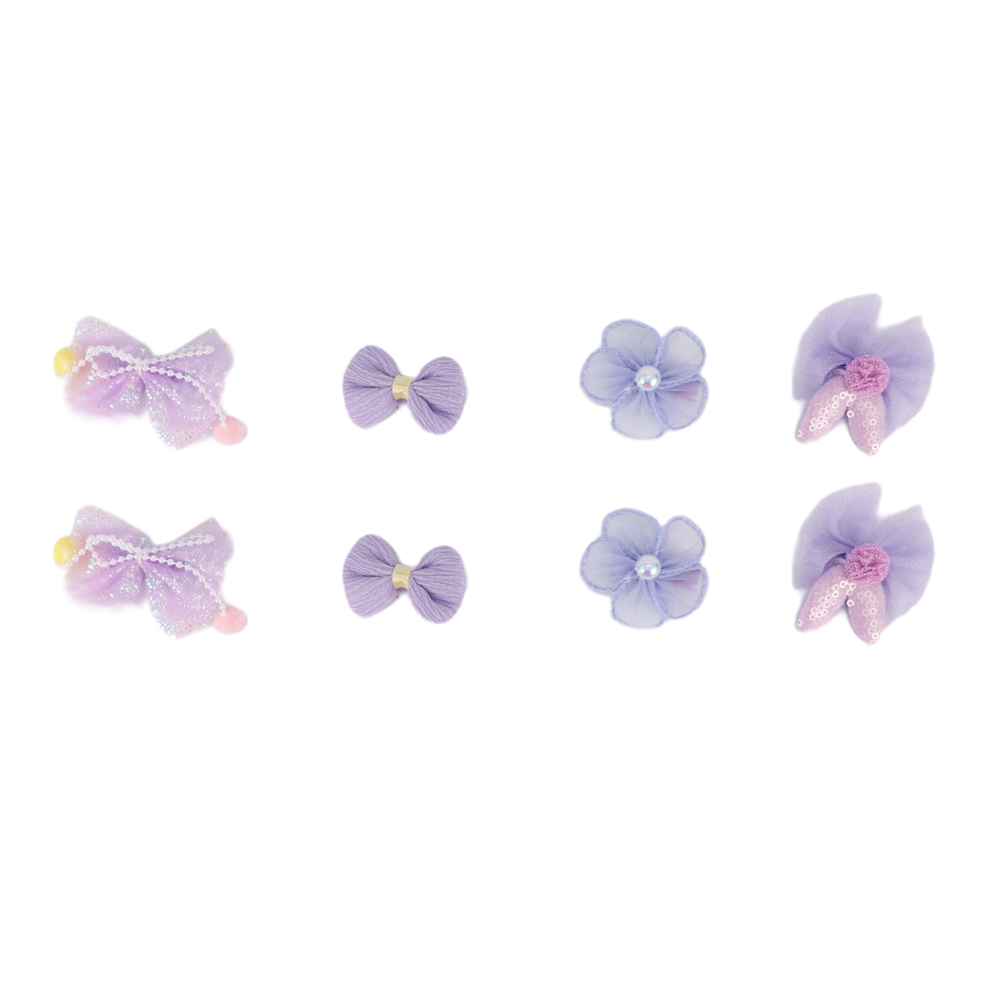 Unique Bargains 8Pcs Cute Flowers Bow Hair Clips Hairdo Clip Light Purple