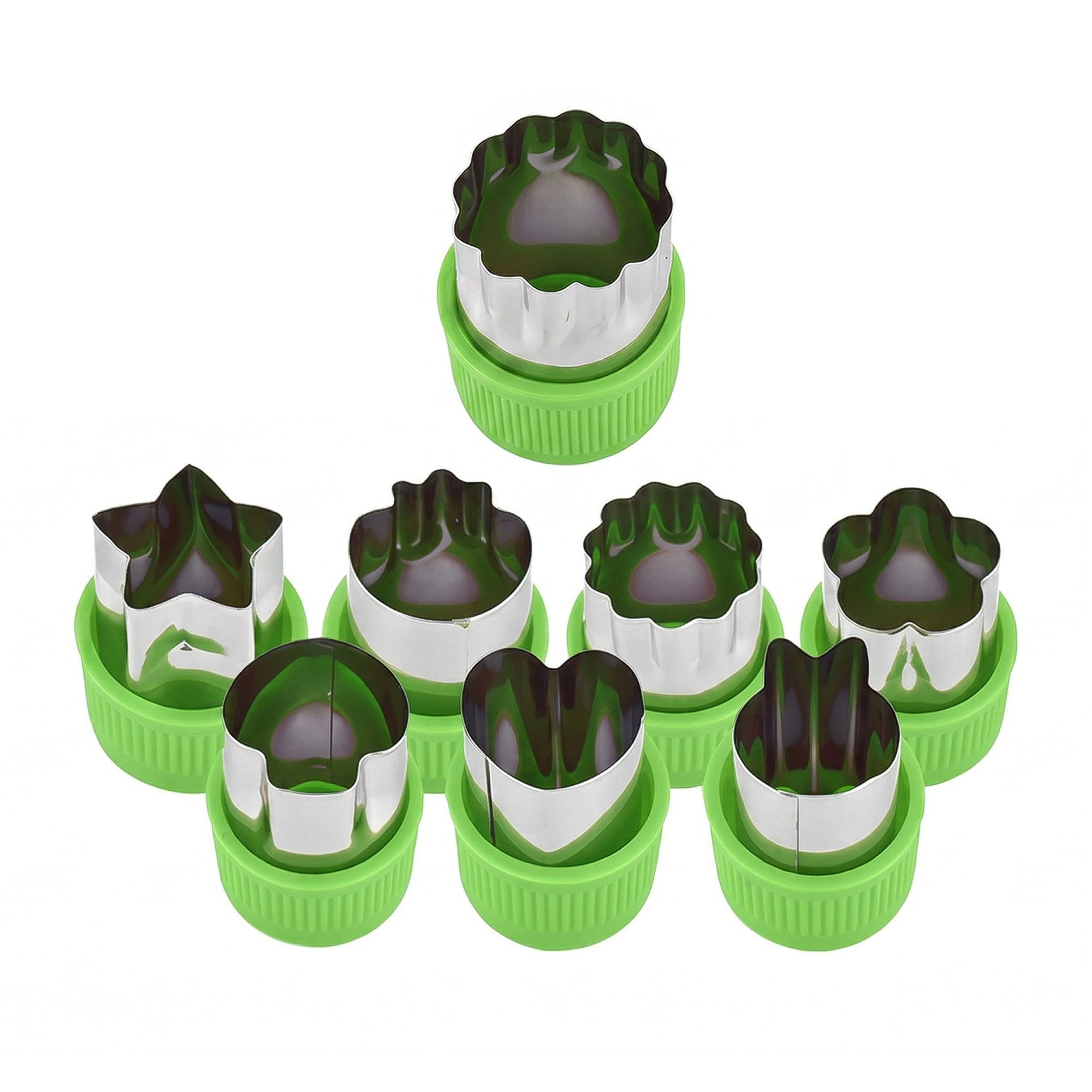 Unique Bargains 12Pcs Handheld Metal Biscuit Cutter Set with Cushioned Handle Green 8Pcs