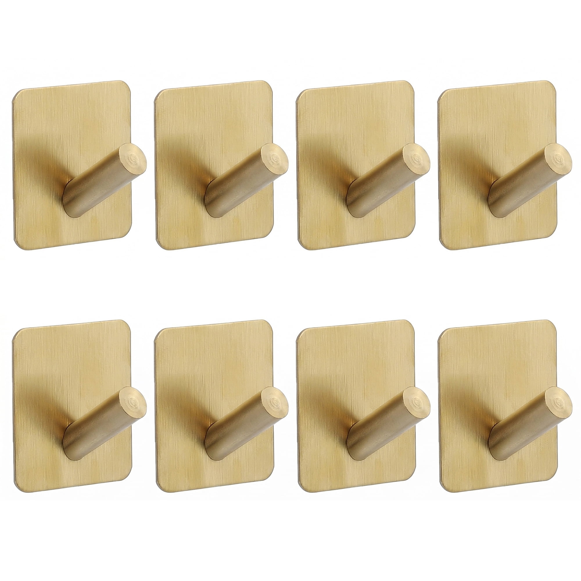 Unique Bargains 8Pcs Metal Utility Hooks Multi-Purpose Adhesive Wall Hooks Gold