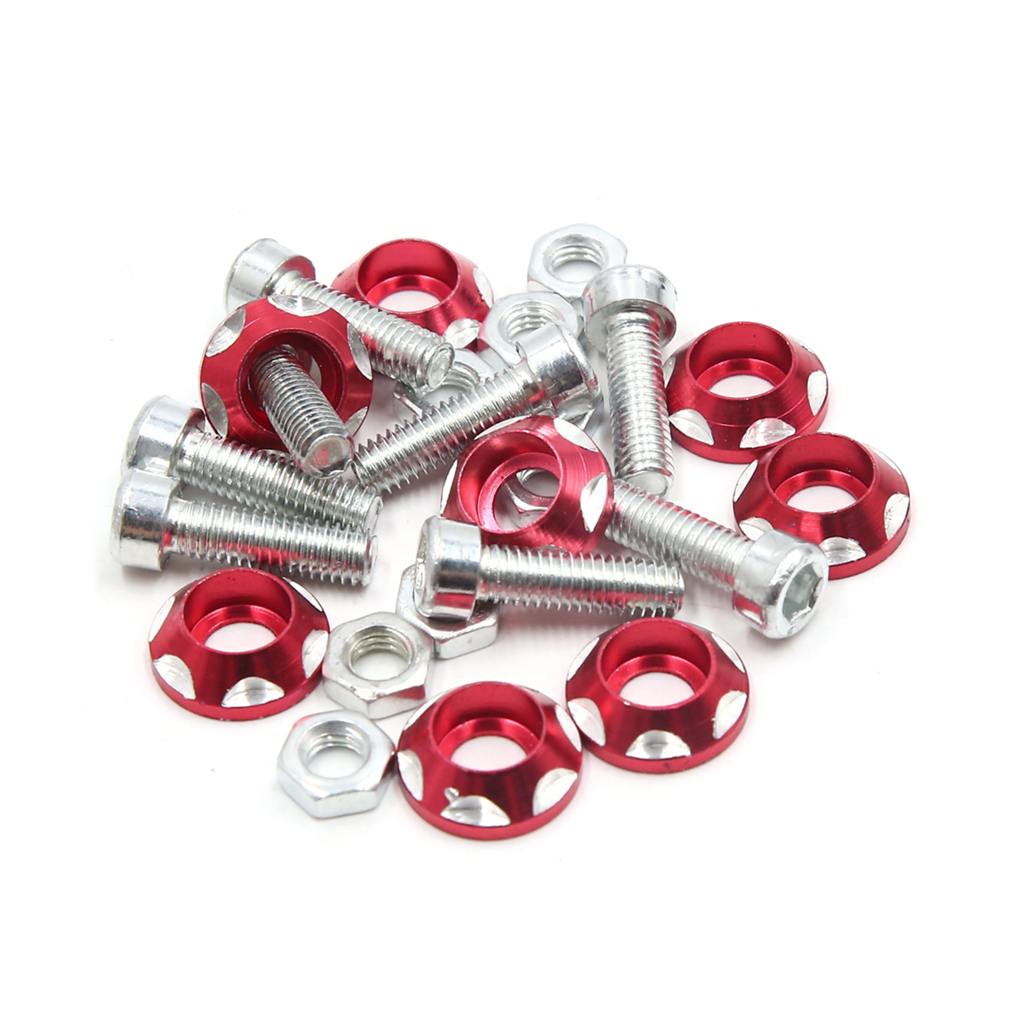Unique Bargains 8Pcs Red Metal Decorative License Plate Bolt Screw for Car Motorcycle