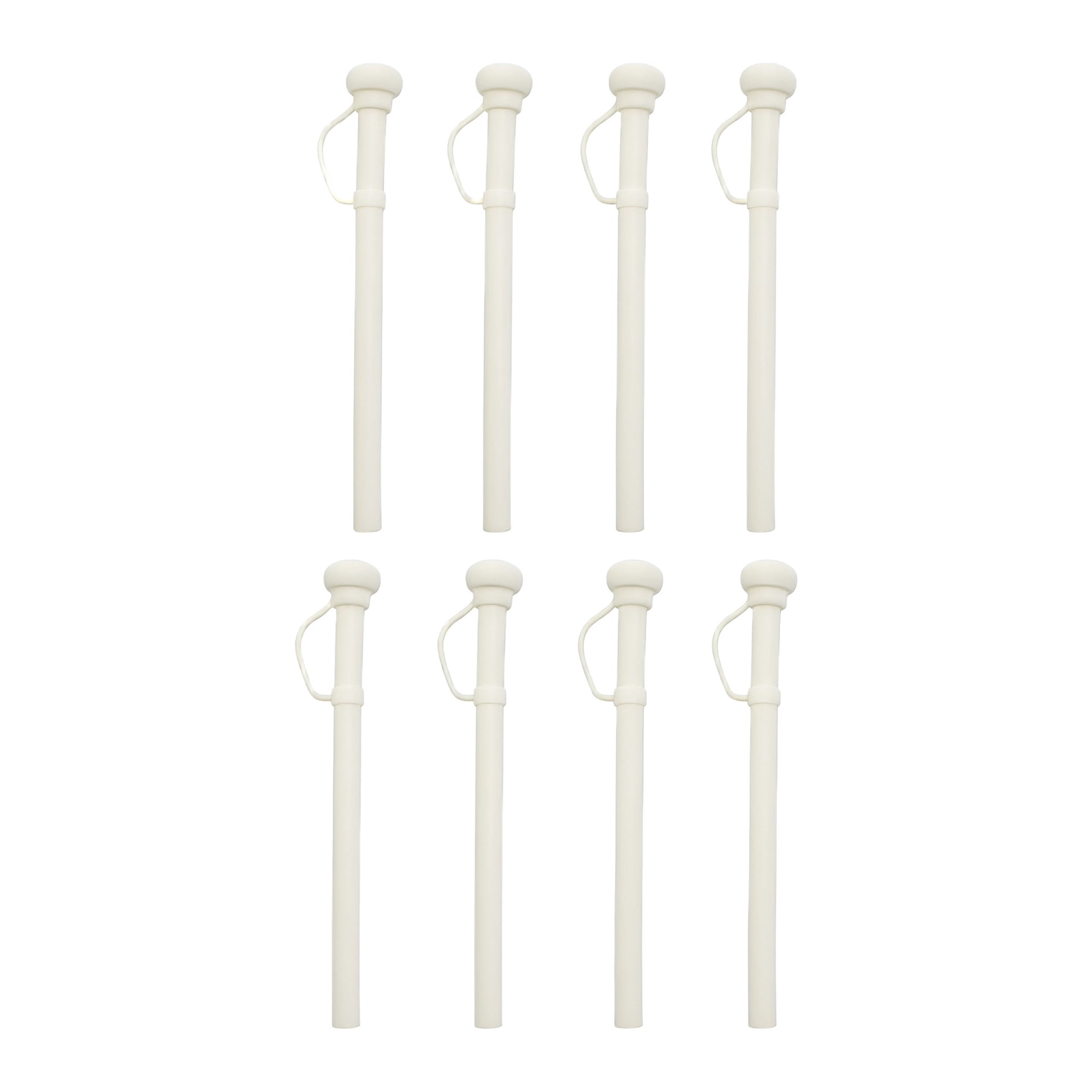 Unique Bargains 8Pcs Reusable Durable Silicone Dishwasher Safe Straws Beige