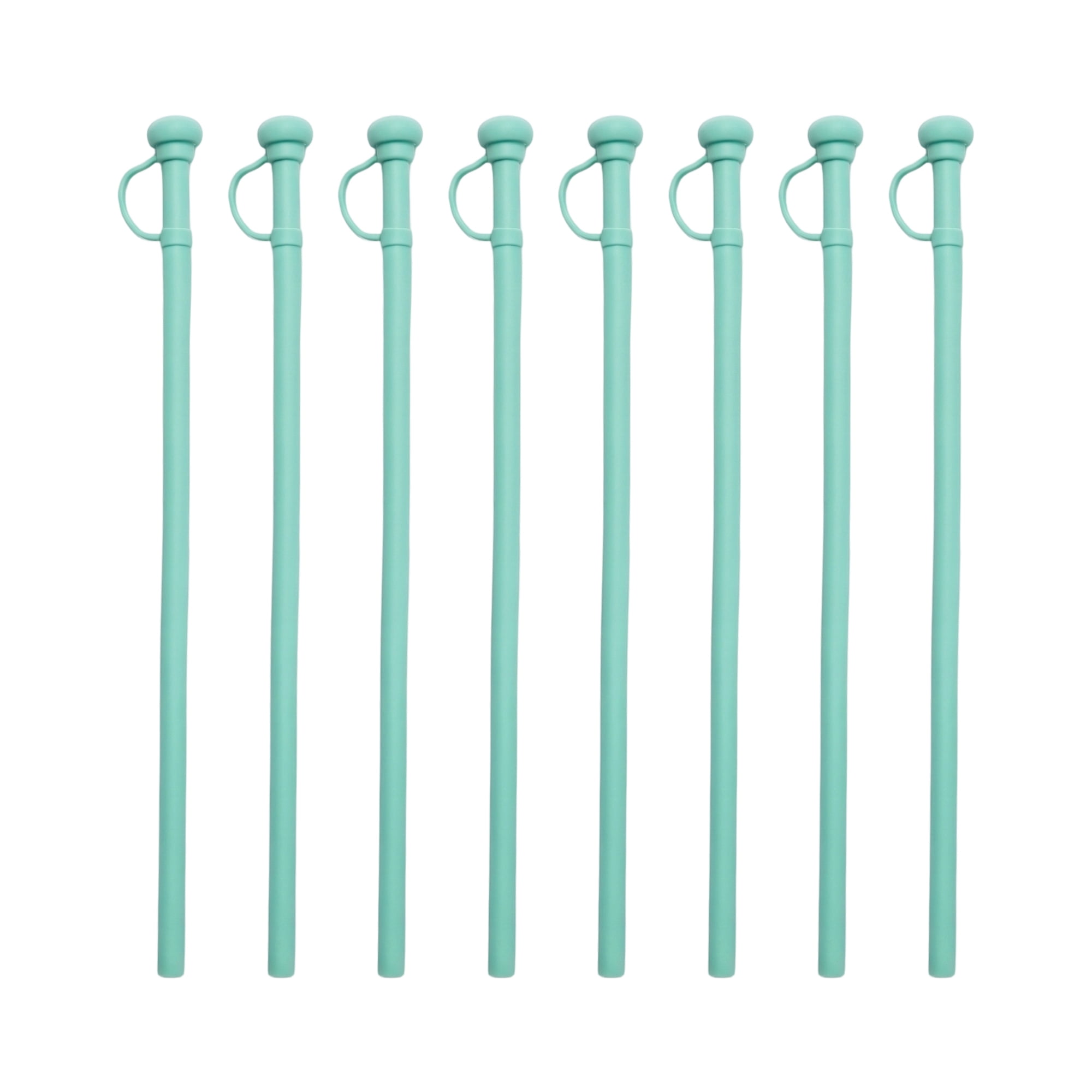 Unique Bargains 8Pcs Reusable Durable Silicone Dishwasher Safe Straws Green