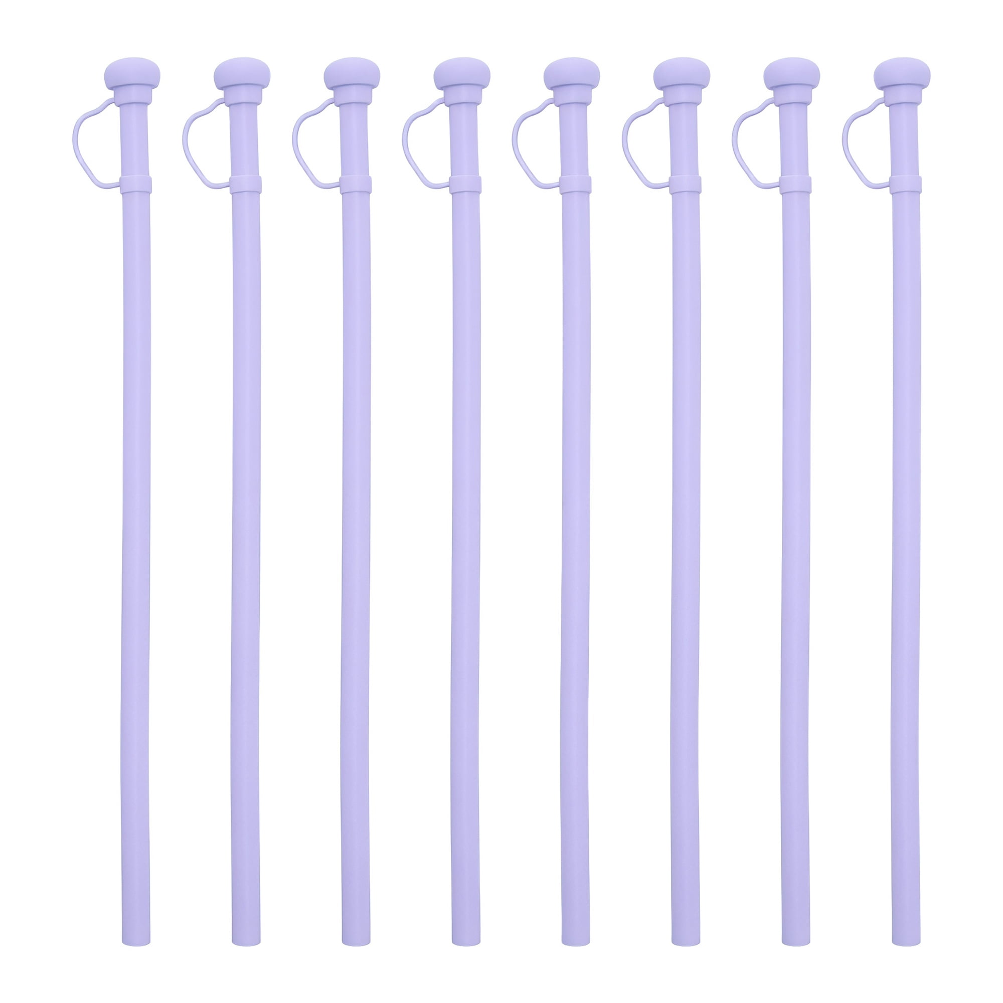 Unique Bargains 8Pcs Reusable Durable Silicone Dishwasher Safe Straws Light Purple