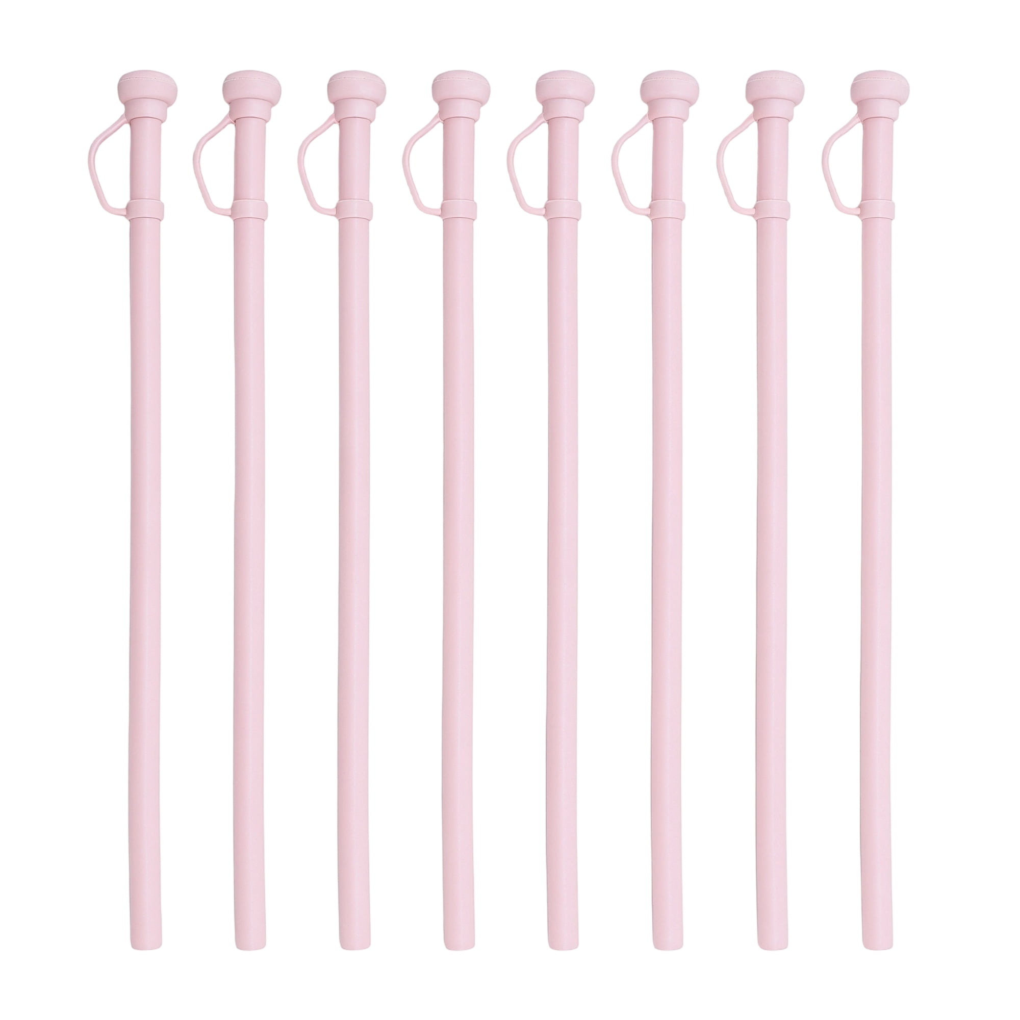 Unique Bargains 8Pcs Reusable Durable Silicone Dishwasher Safe Straws Pink