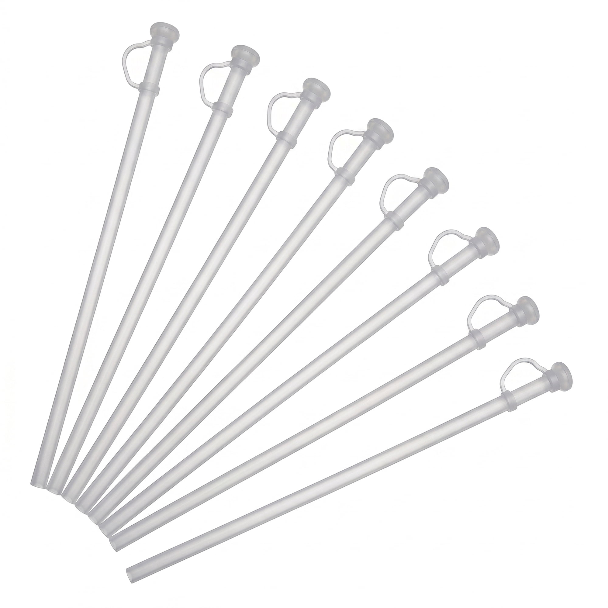 Unique Bargains 8Pcs Reusable Durable Silicone Dishwasher Safe Straws Transparent