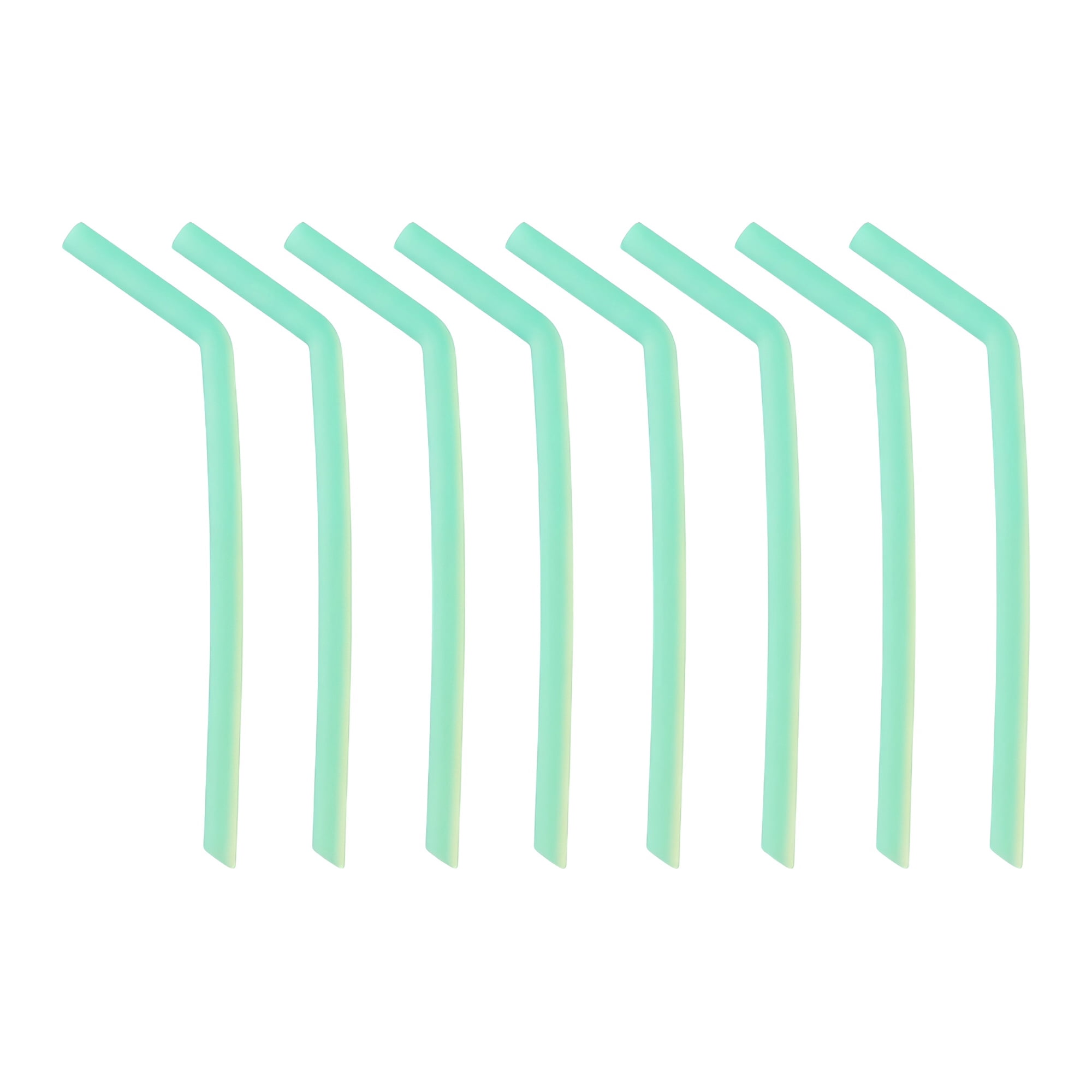 Unique Bargains 8Pcs Reusable Silicone Dishwasher Safe Long Drinking Straws Green B