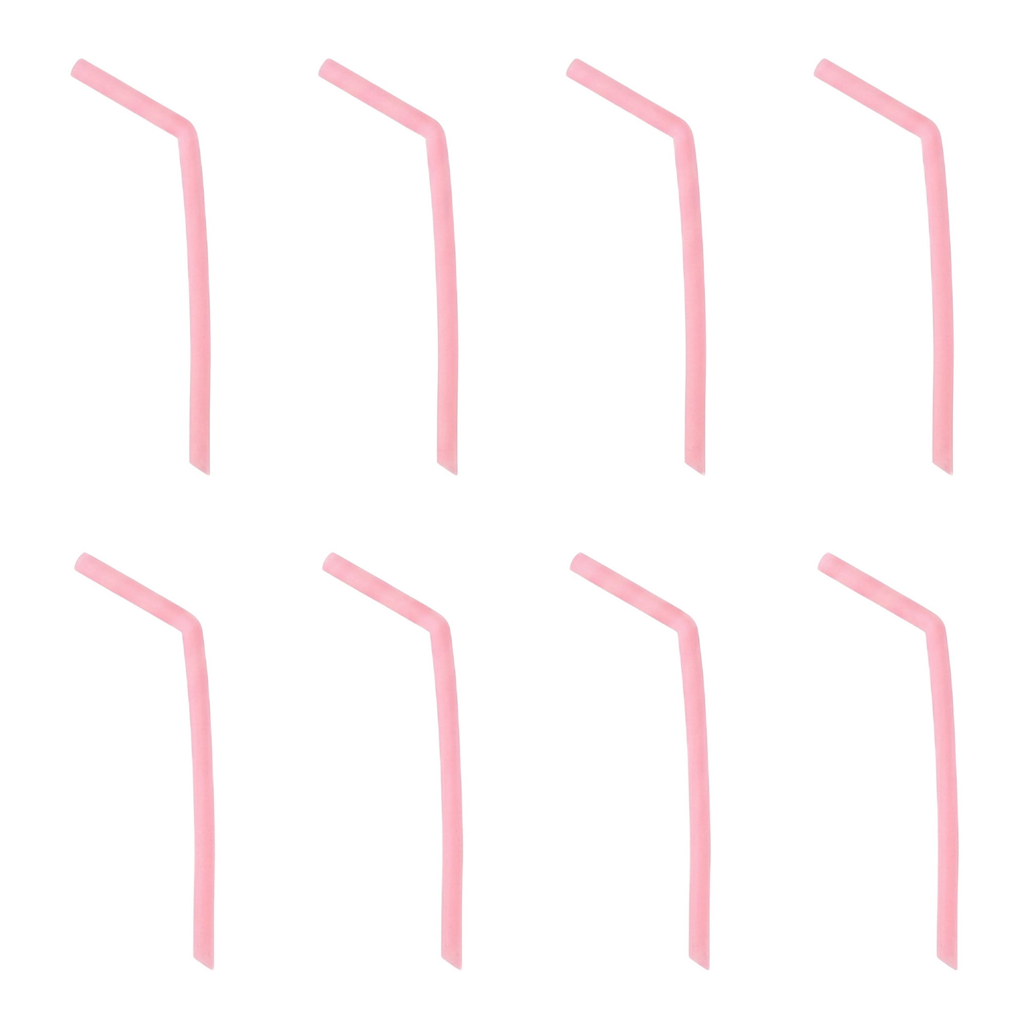 Unique Bargains 8Pcs Reusable Silicone Dishwasher Safe Long Drinking Straws Pink B