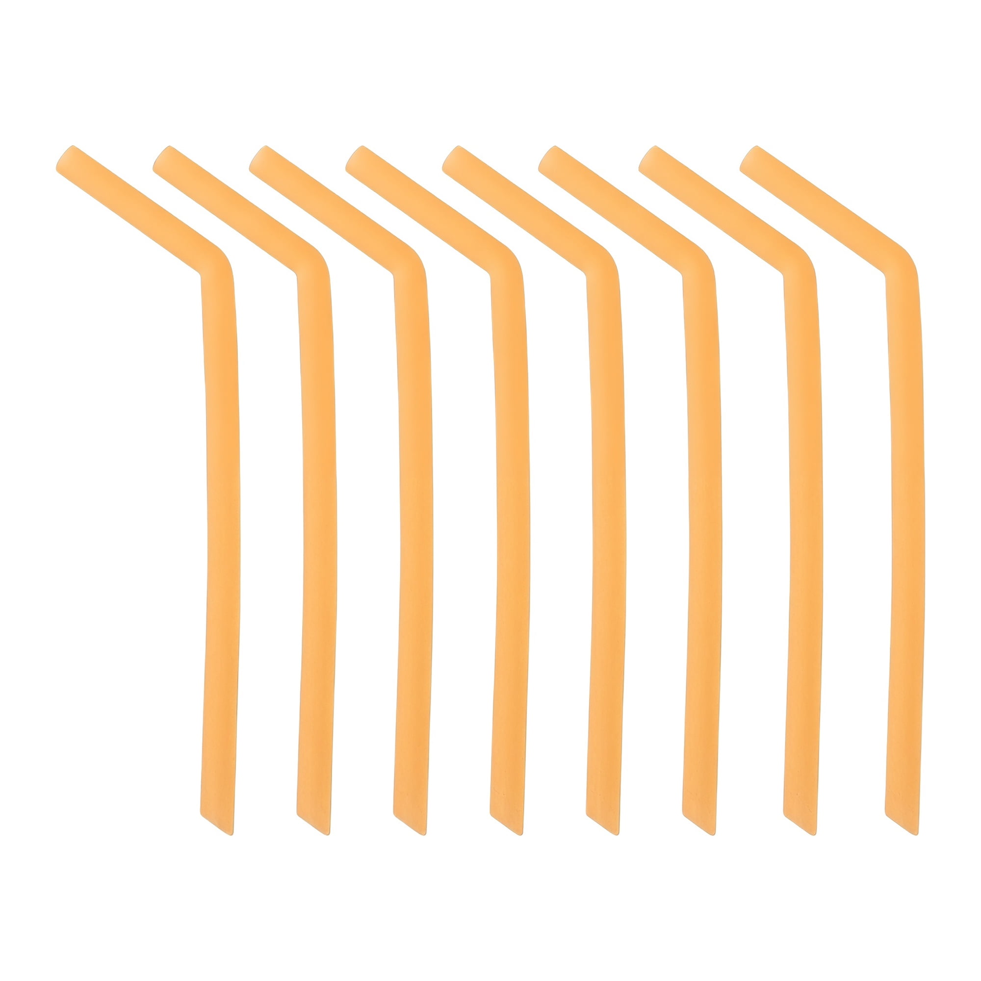 Unique Bargains 8Pcs Reusable Silicone Dishwasher Safe Long Drinking Straws Yellow B