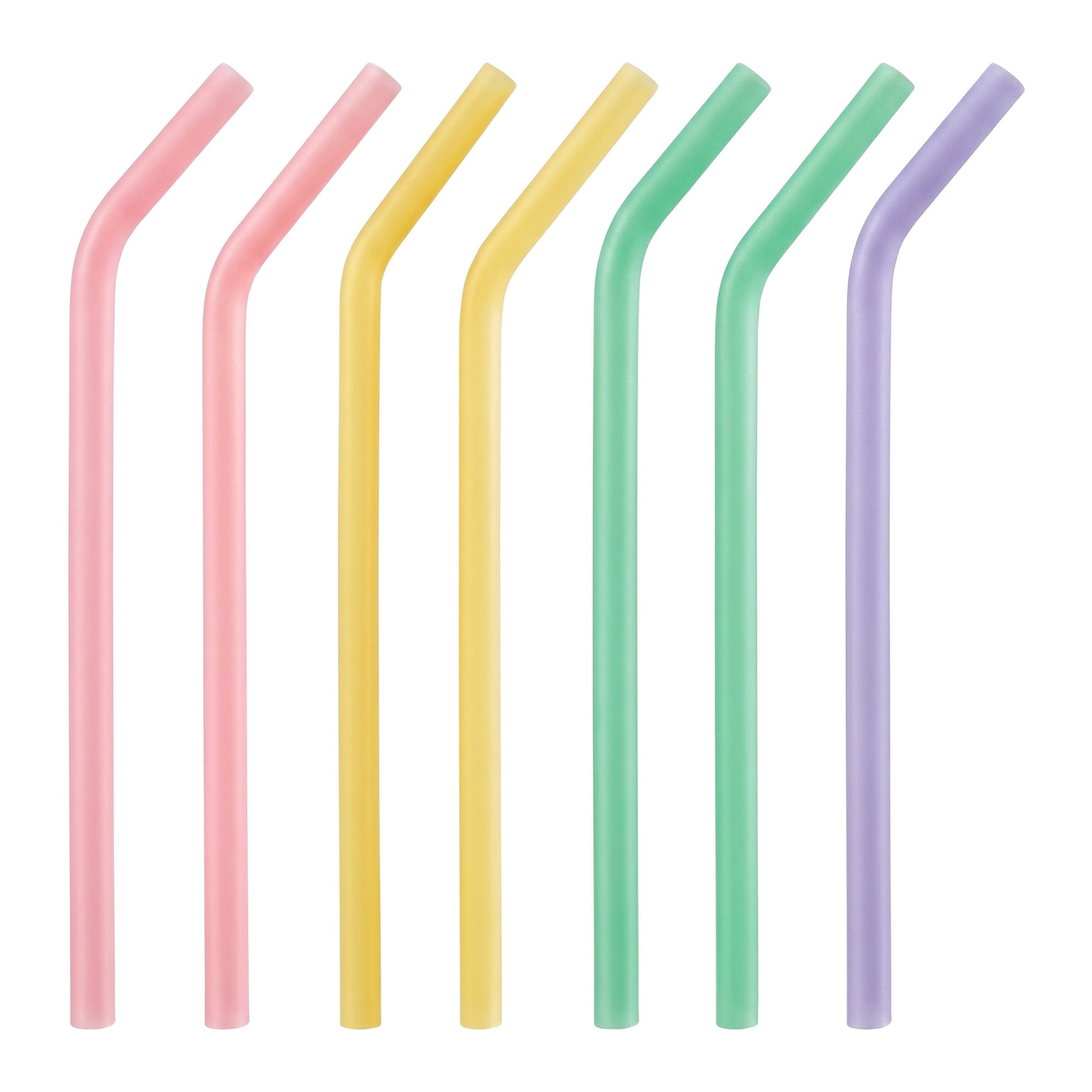 Unique Bargains 8Pcs Reusable Silicone Dishwasher Safe Straws Color C