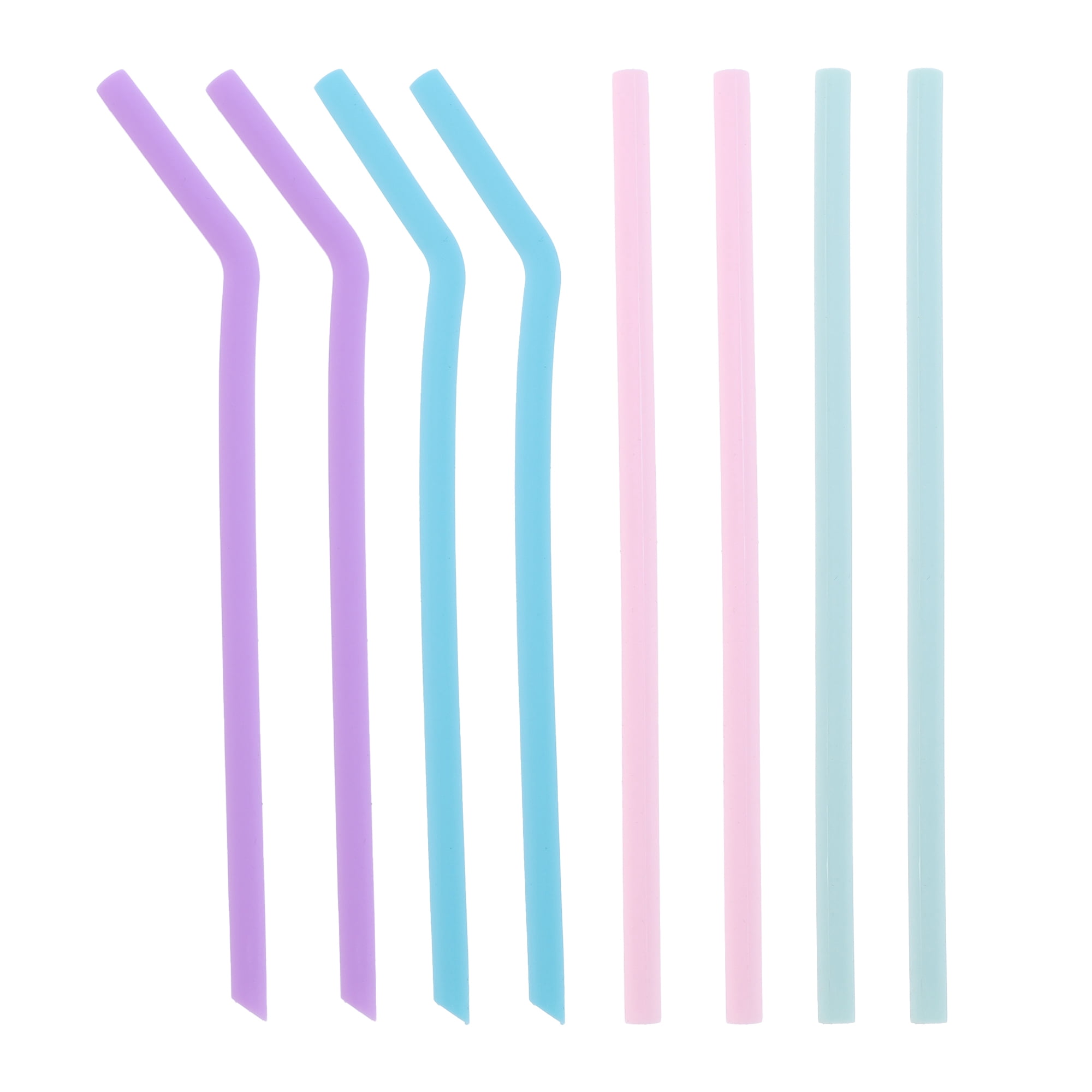 Unique Bargains 8Pcs Reusable Silicone Dishwasher Safe Straws Color E