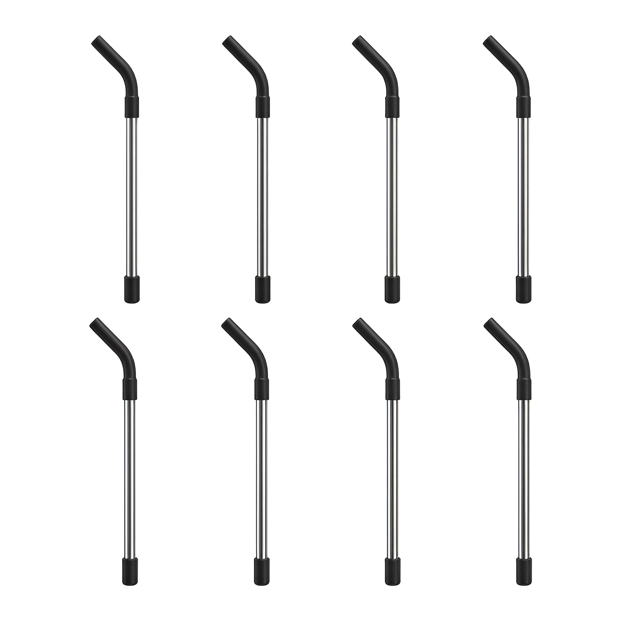 Unique Bargains 8Pcs Stainless Steel Silicone Dishwasher Safe Straws Black