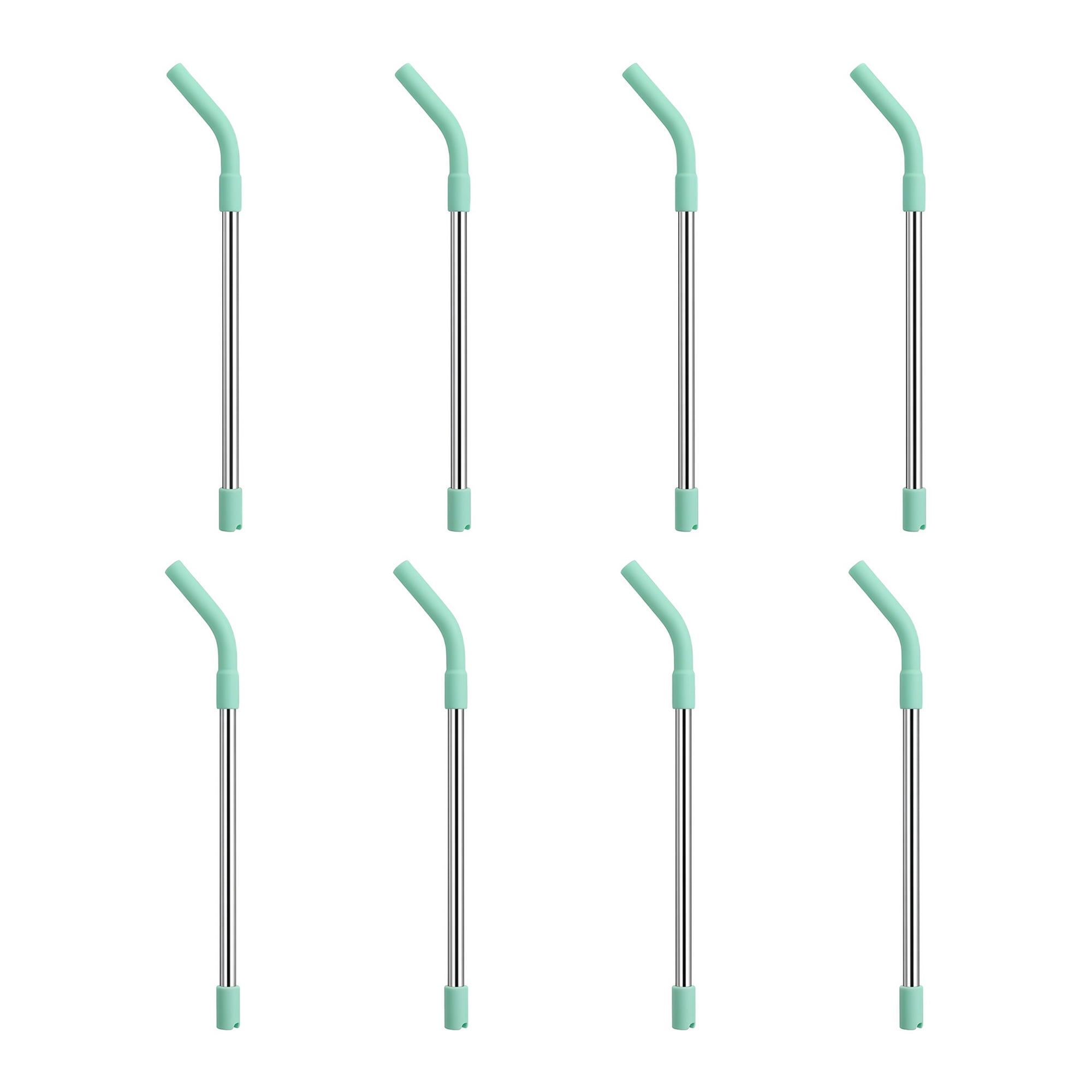 Unique Bargains 8Pcs Stainless Steel Silicone Dishwasher Safe Straws Light Green
