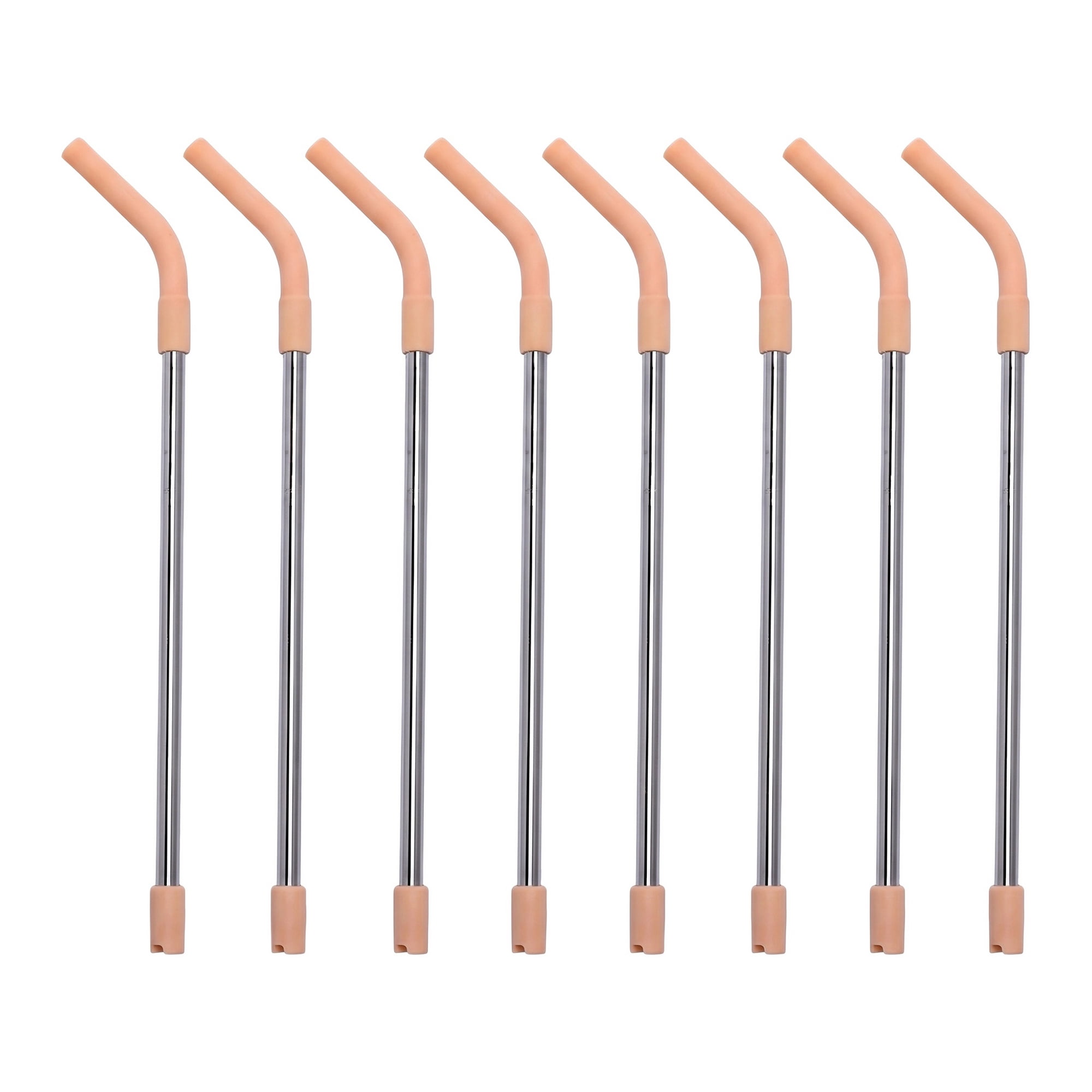 Unique Bargains 8Pcs Stainless Steel Silicone Dishwasher Safe Straws Light Pink