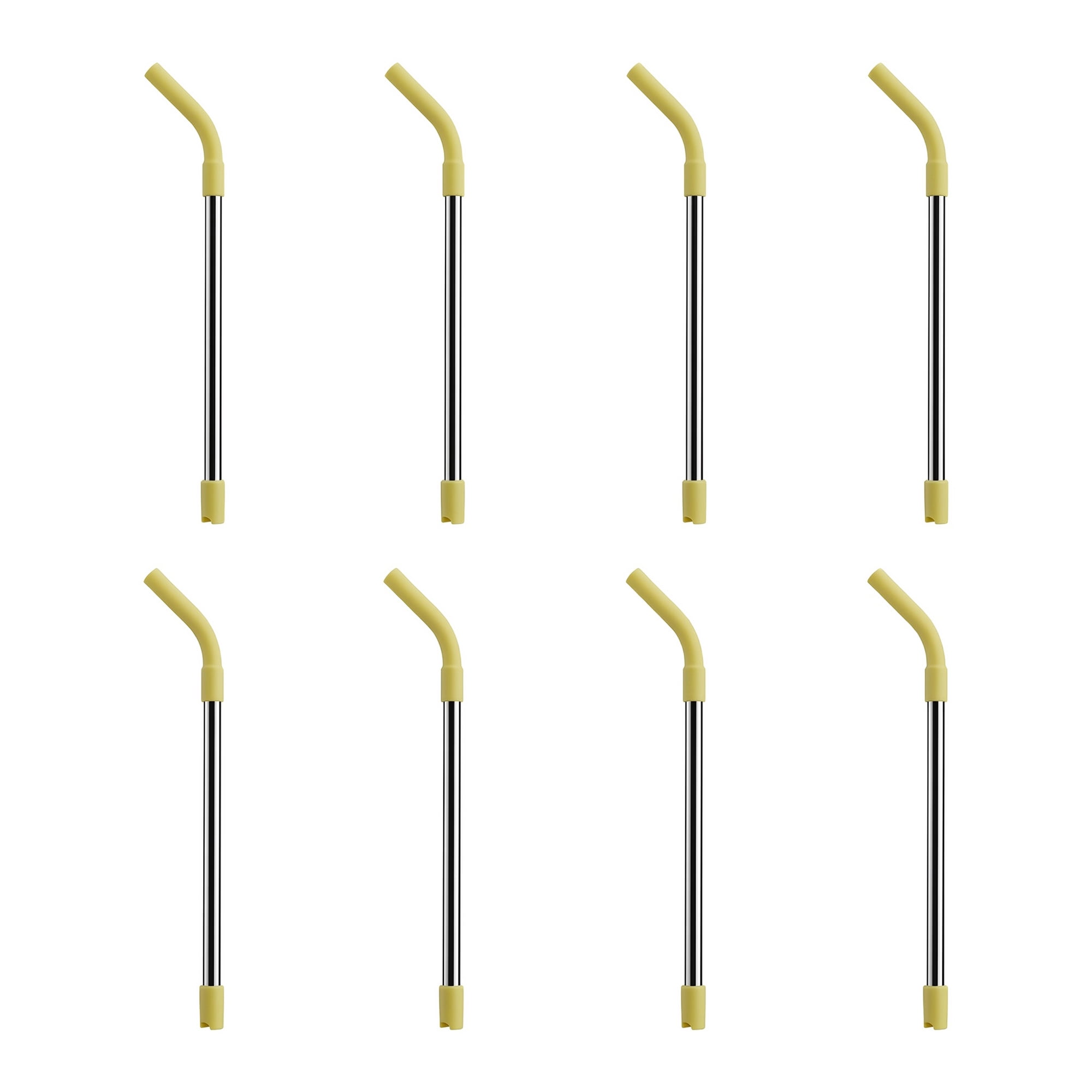 Unique Bargains 8Pcs Stainless Steel Silicone Dishwasher Safe Straws Yellow
