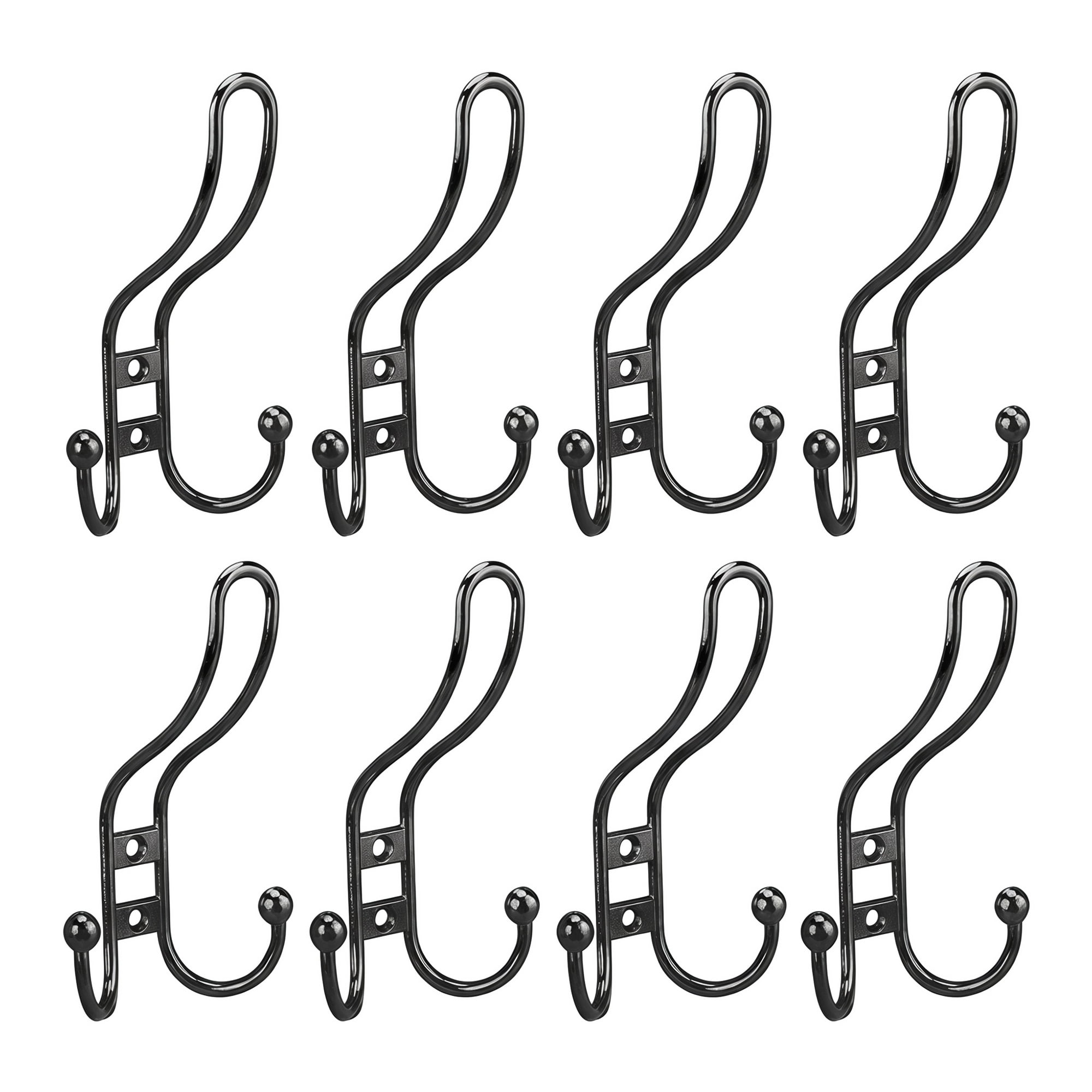 Unique Bargains 8Pcs Utility Metal Durable Multi-Purpose Wall Hooks Black 5.3x2.8inch