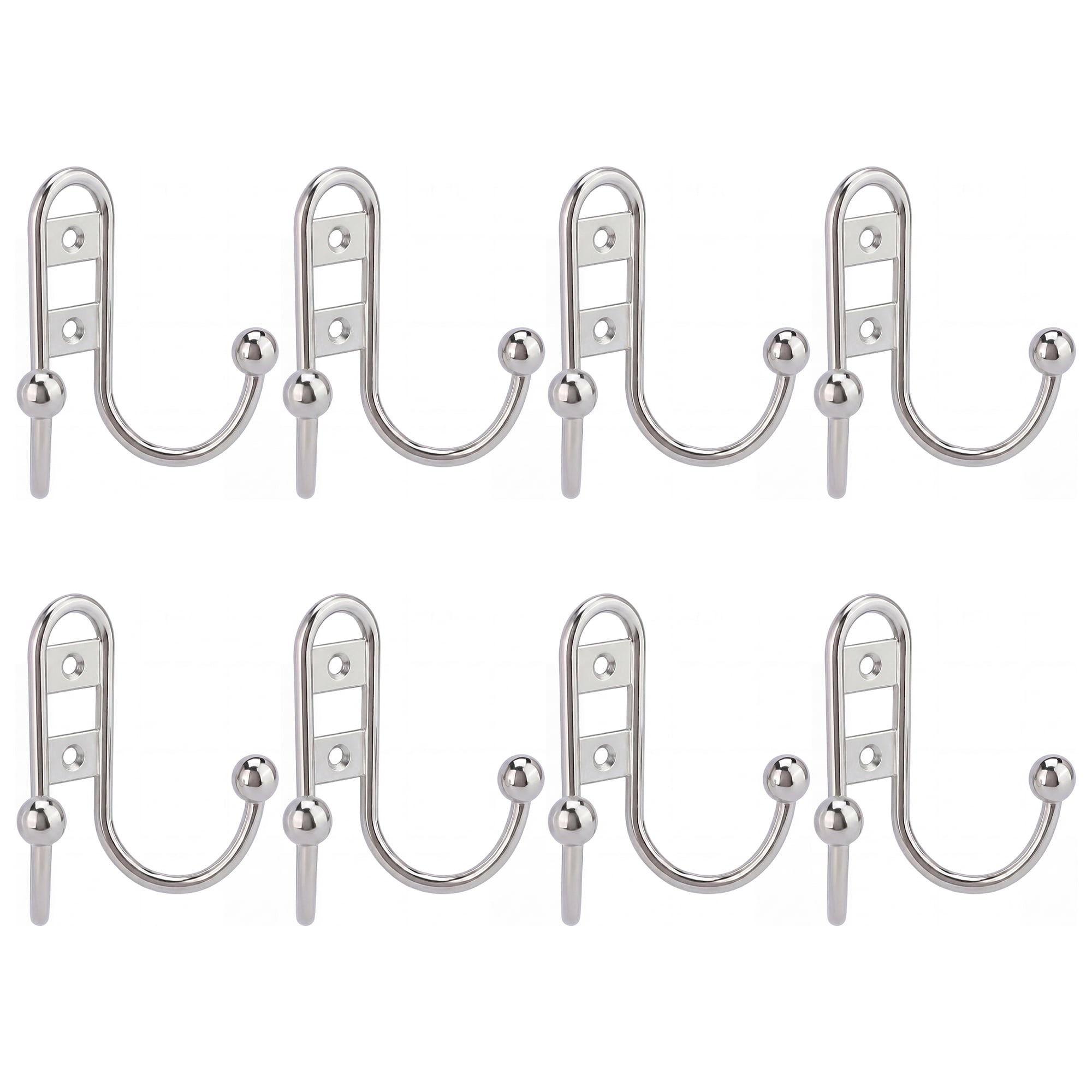 Unique Bargains 8Pcs Utility Metal Durable Multi-Purpose Wall Hooks Chrome 2.8x2.6inch