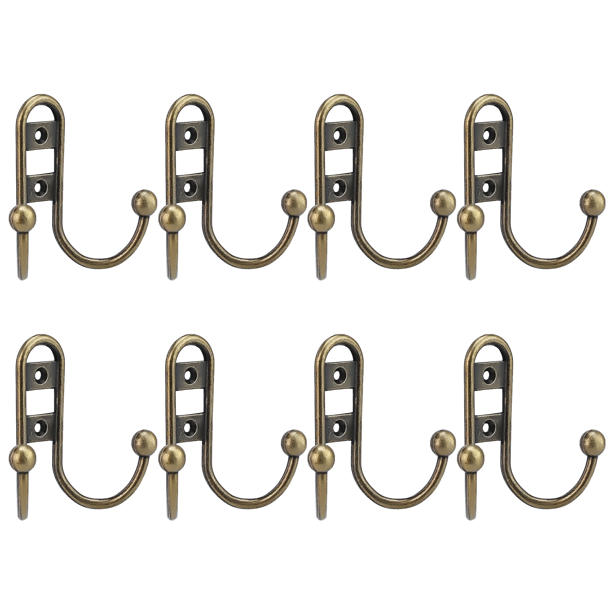 Unique Bargains 8Pcs Utility Metal Durable Multi-Purpose Wall Hooks Copper 2.8x2.6inch