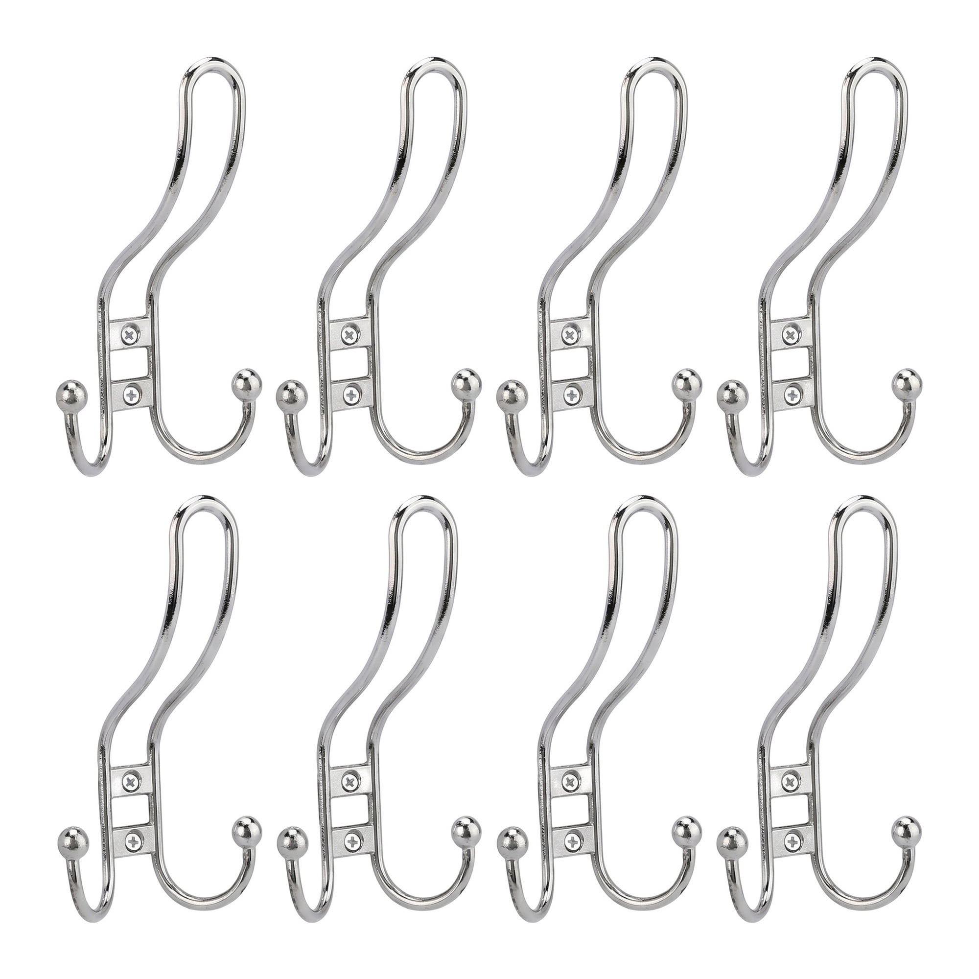 Unique Bargains 8Pcs Utility Metal Durable Multi-Purpose Wall Hooks Silver 5.3x2.8inch