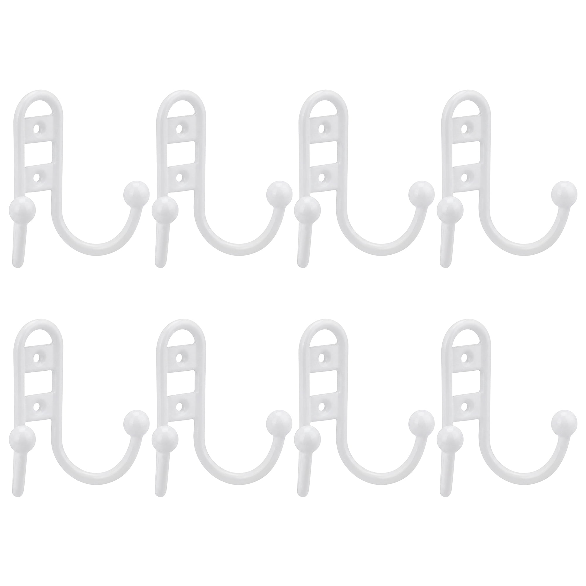 Unique Bargains 8Pcs Utility Metal Durable Multi-Purpose Wall Hooks White 2.8x2.6inch