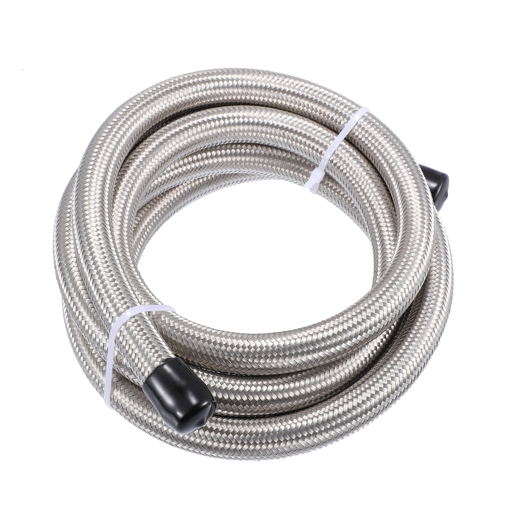 Unique Bargains 8ft 10AN Fuel Hose AN10 Universal Car Braided Stainless Steel CPE Oil Fuel Gas Line Hose Silver Tone