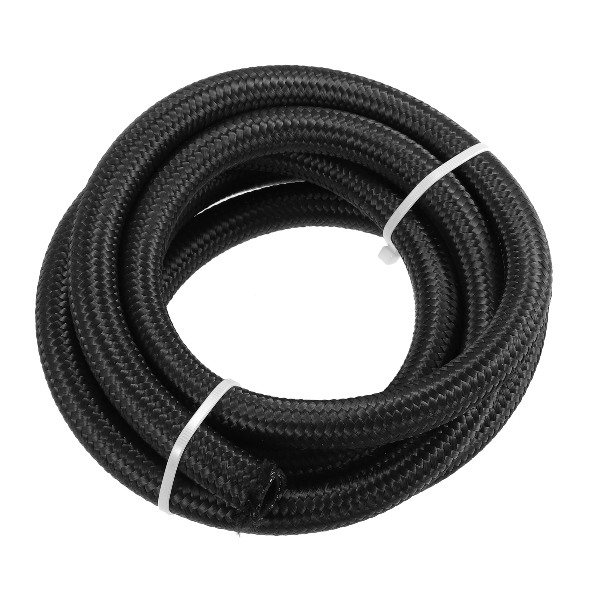 Unique Bargains 8ft 8AN Fuel Hose AN8 Universal Car Braided Nylon Stainless Steel CPE Oil Fuel Gas Line Hose Black