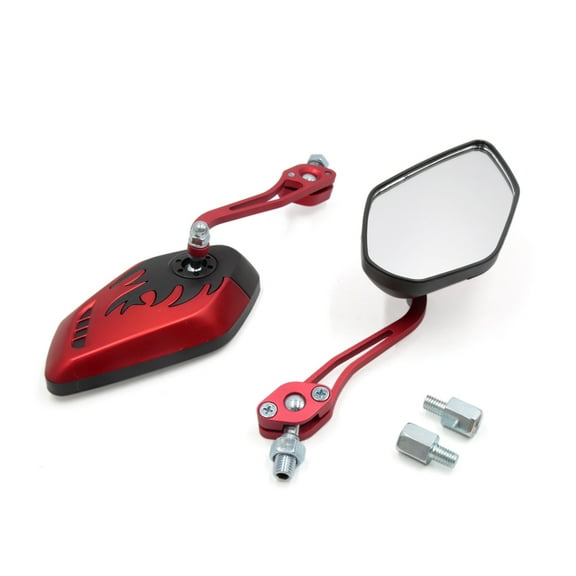 Unique Bargains 8mm 10mm Thread Dia Motorcycle Motorbike Modified Rearview Mirror Red
