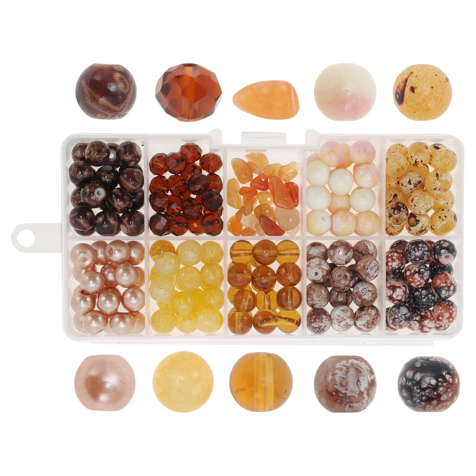 Unique Bargains 8mm Round Glass Beads for Bracelets, 200 Pcs for Jewelry Making Brown