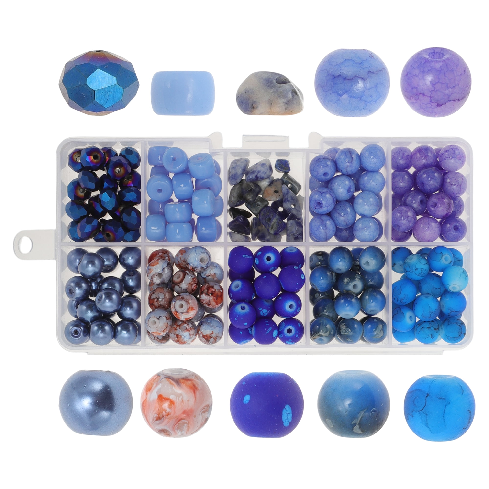 Unique Bargains 8mm Round Glass Beads for Bracelets, 200 Pcs for Jewelry Making Deep Blue