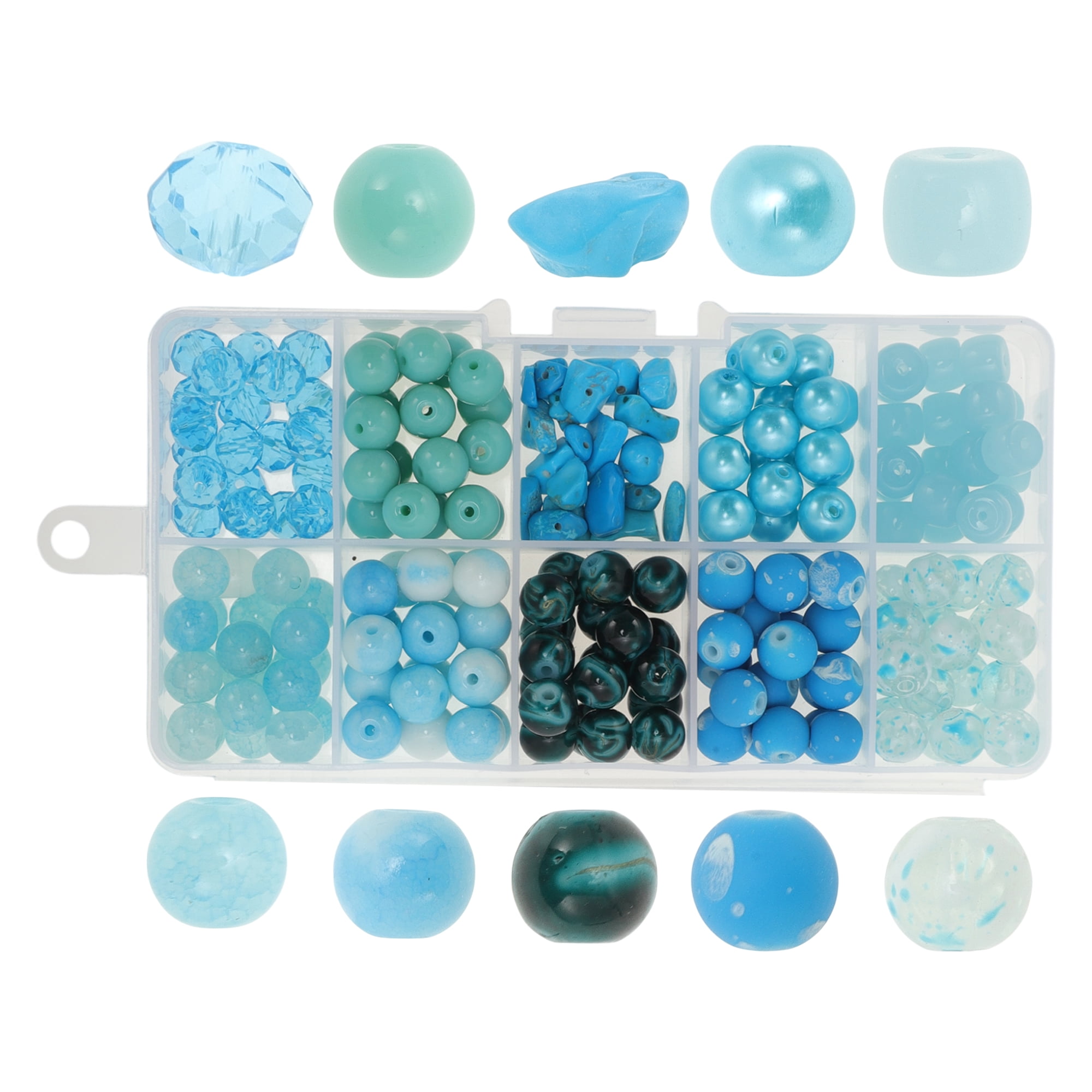 Unique Bargains 8mm Round Glass Beads for Bracelets, 200 Pcs for Jewelry Making Lake Blue