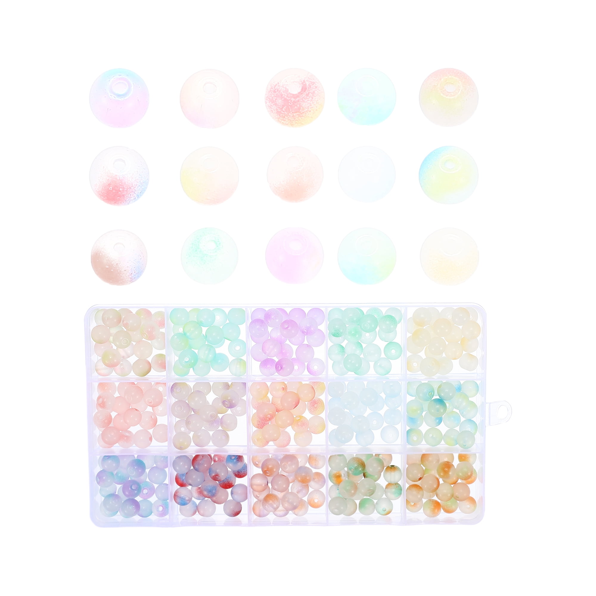 Unique Bargains 8mm Round Glass Beads for Bracelets for Jewelry Making Multicolor 300pcs