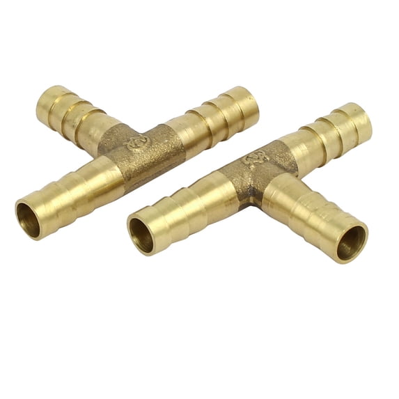 Unique Bargains 8mm T Shaped 3 Way Hose Barb Fittings Pipe Tube Connecting Connectors 2Pcs