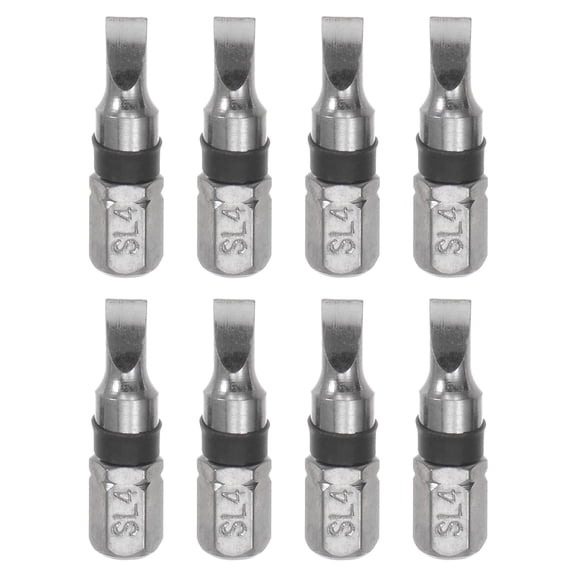 Unique Bargains 8pcs 4mm Slotted Hex Screwdriver Bit 1/4' Hex Shank 1' Length S2 Steel Magnetic Power Drill Bits