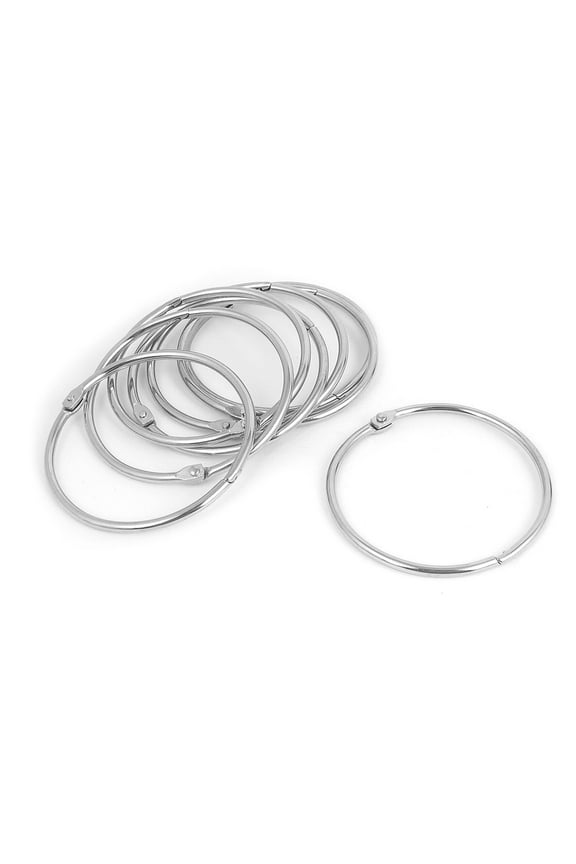 8pcs 75mm Inner Dia Metal Snap Ring Round Keyring Key Chain Silver Tone
