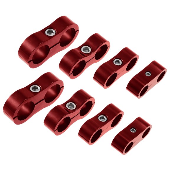 Unique Bargains 8pcs AN4 AN6 AN8 AN10 Car Separator Clamp Oil Line Brake Line Aluminum Alloy Red