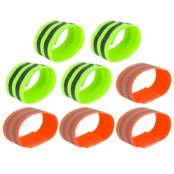 Unique Bargains Arm Ankle Reflective Bands Reflector Tape High Visibility  for Night Cycling Riding Orange Green 8pcs